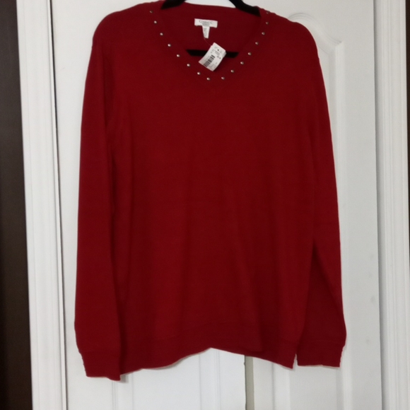 BNWT Conrad C V-neck sweater, red, size 2X - Picture 1 of 4